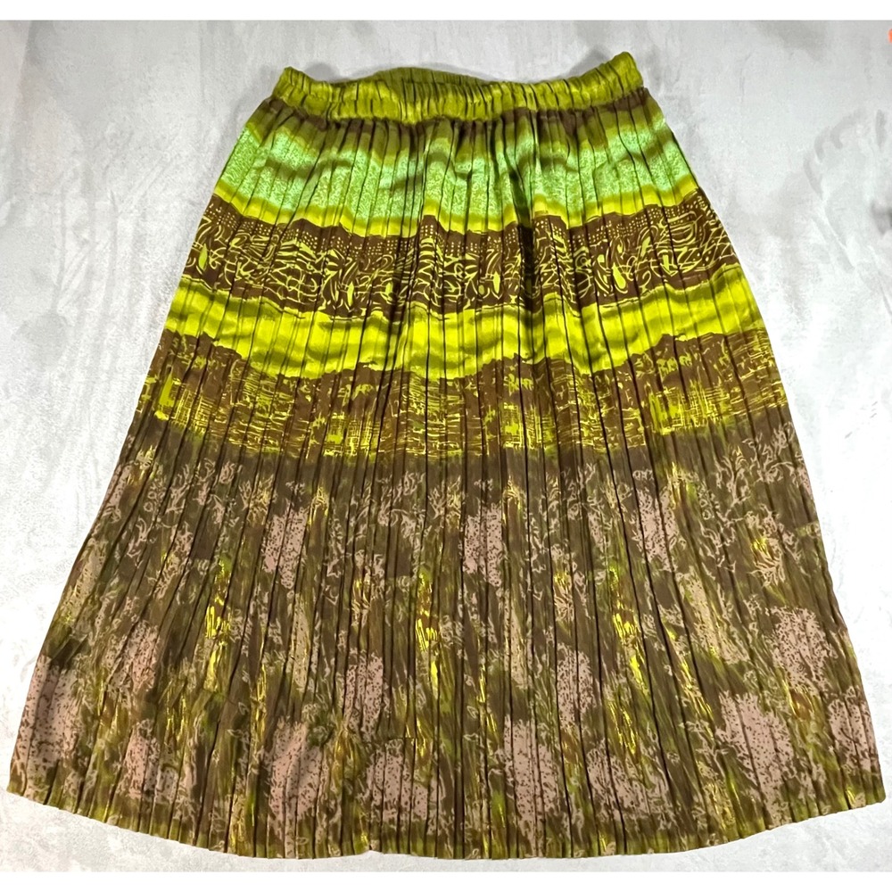 Y2K Erika Brooke Pleated Maxi Skirt Womens 22 Whimsigoth Pull-On Abstract Print
